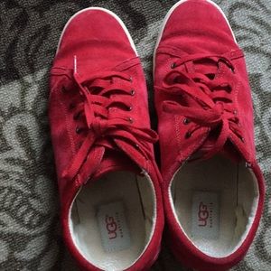 Red suede ugg sneakers